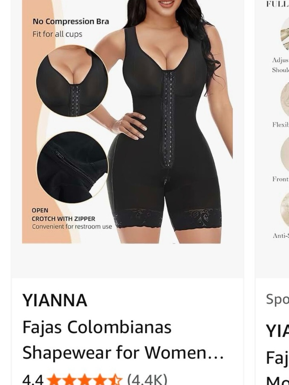 Yianna Black Front-Closure Sculpting Bodysuit Shapewear